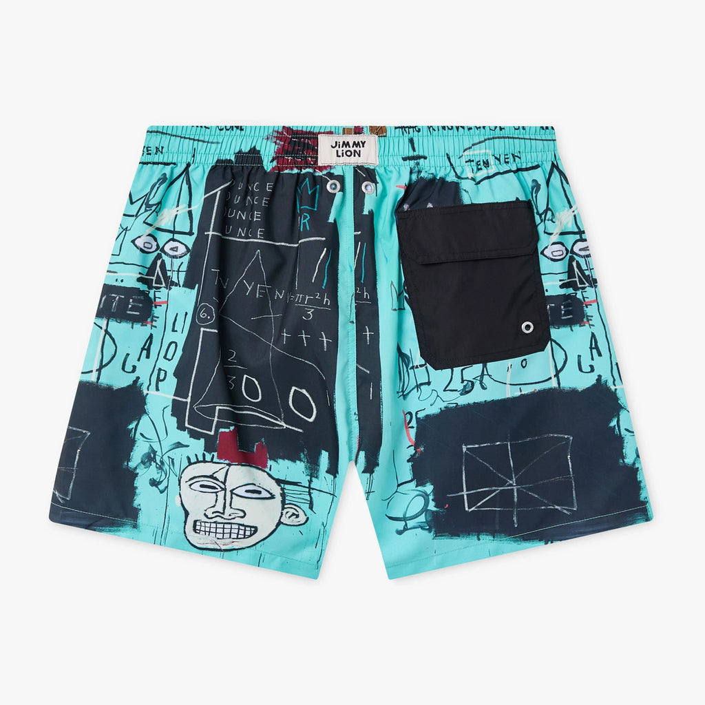 Basquiat Equals Pi Swim Shorts - Turquoise