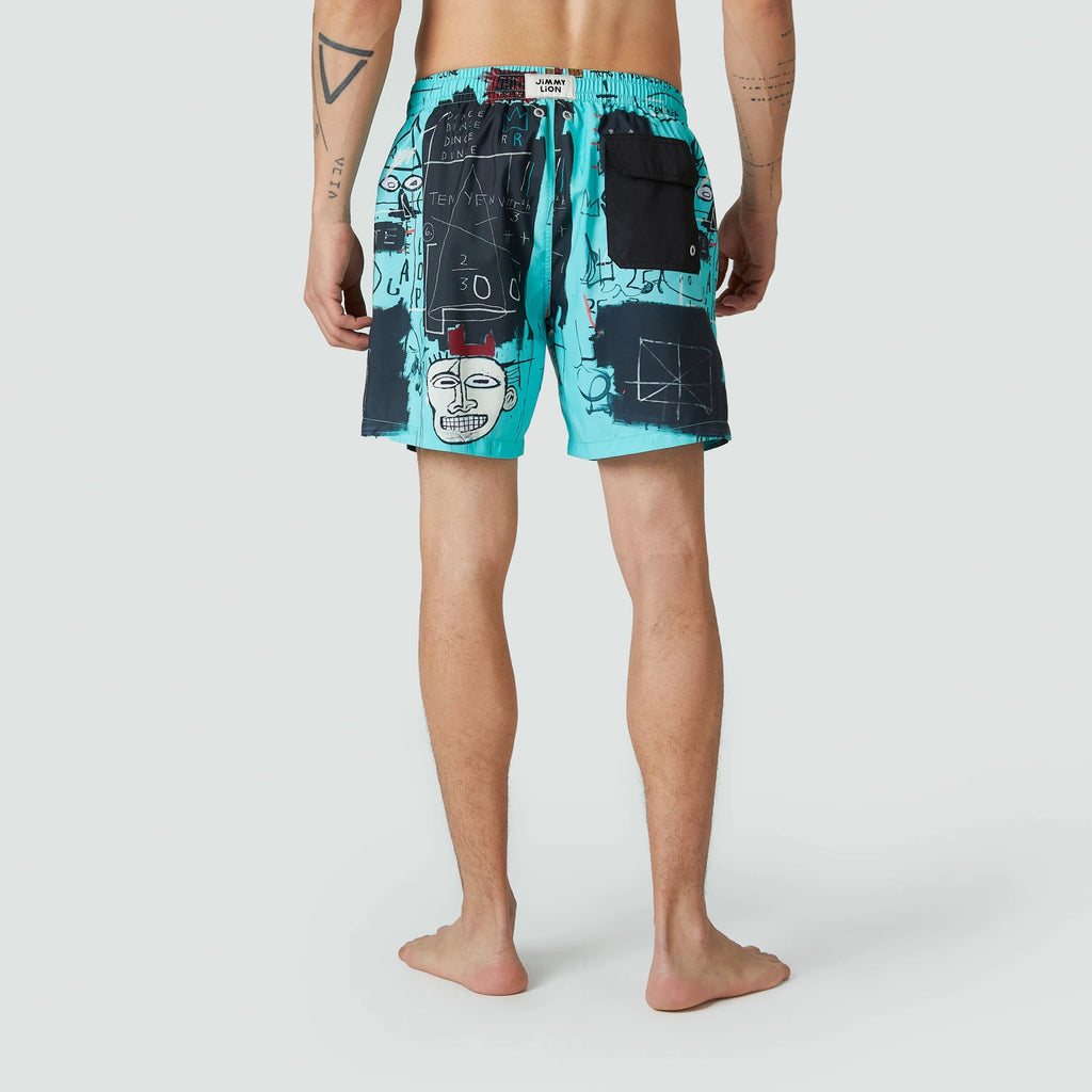 Basquiat Equals Pi Swim Shorts - Turquoise