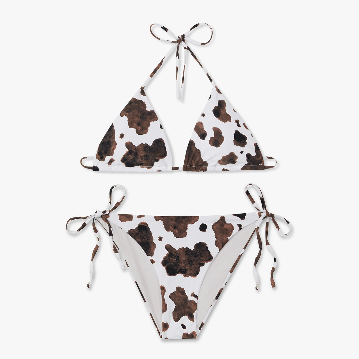 Cow Print Bikini Bottom - Off White
