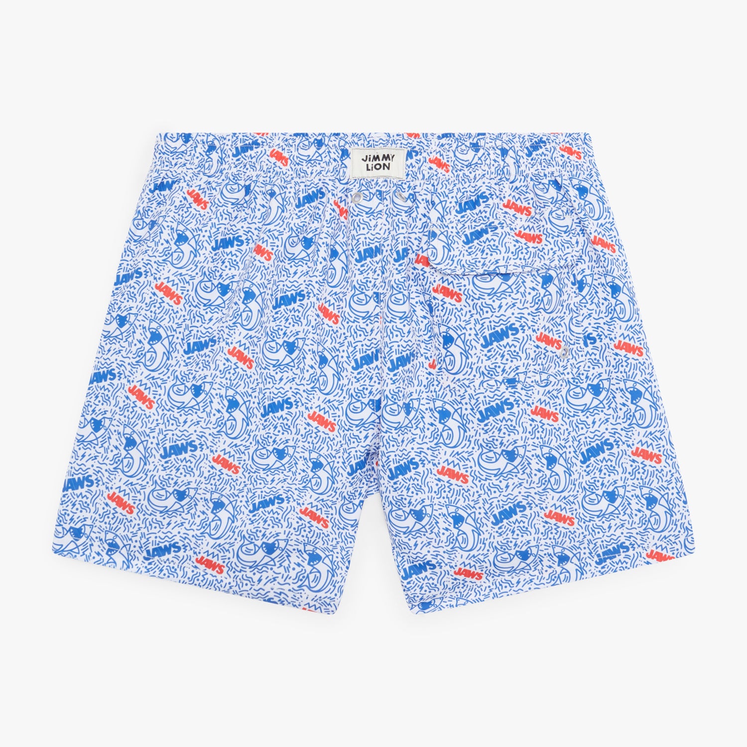 Jaws Swim Shorts - White Blue (1)