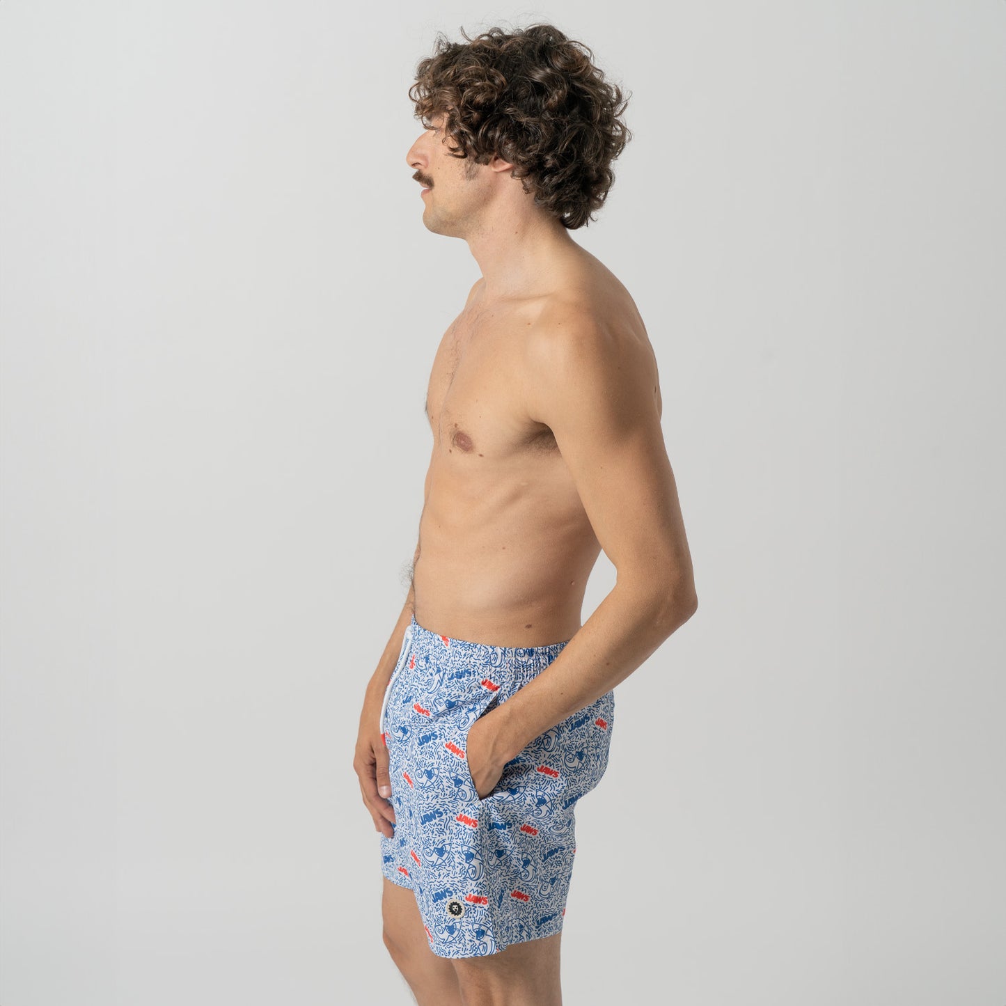 Jaws Swim Shorts - White Blue (3)