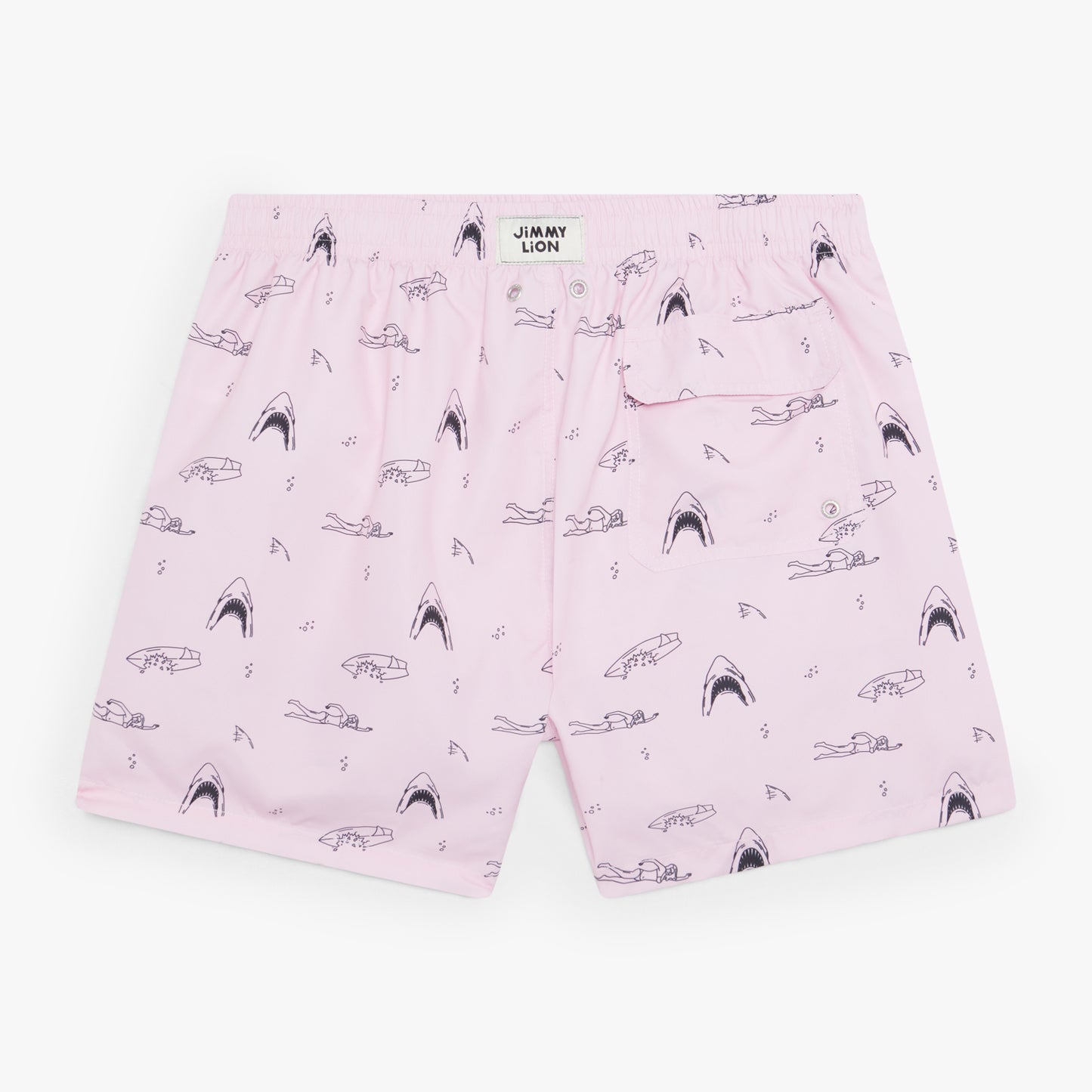 Shark and Swimmer Swim Shorts - Pink (1)