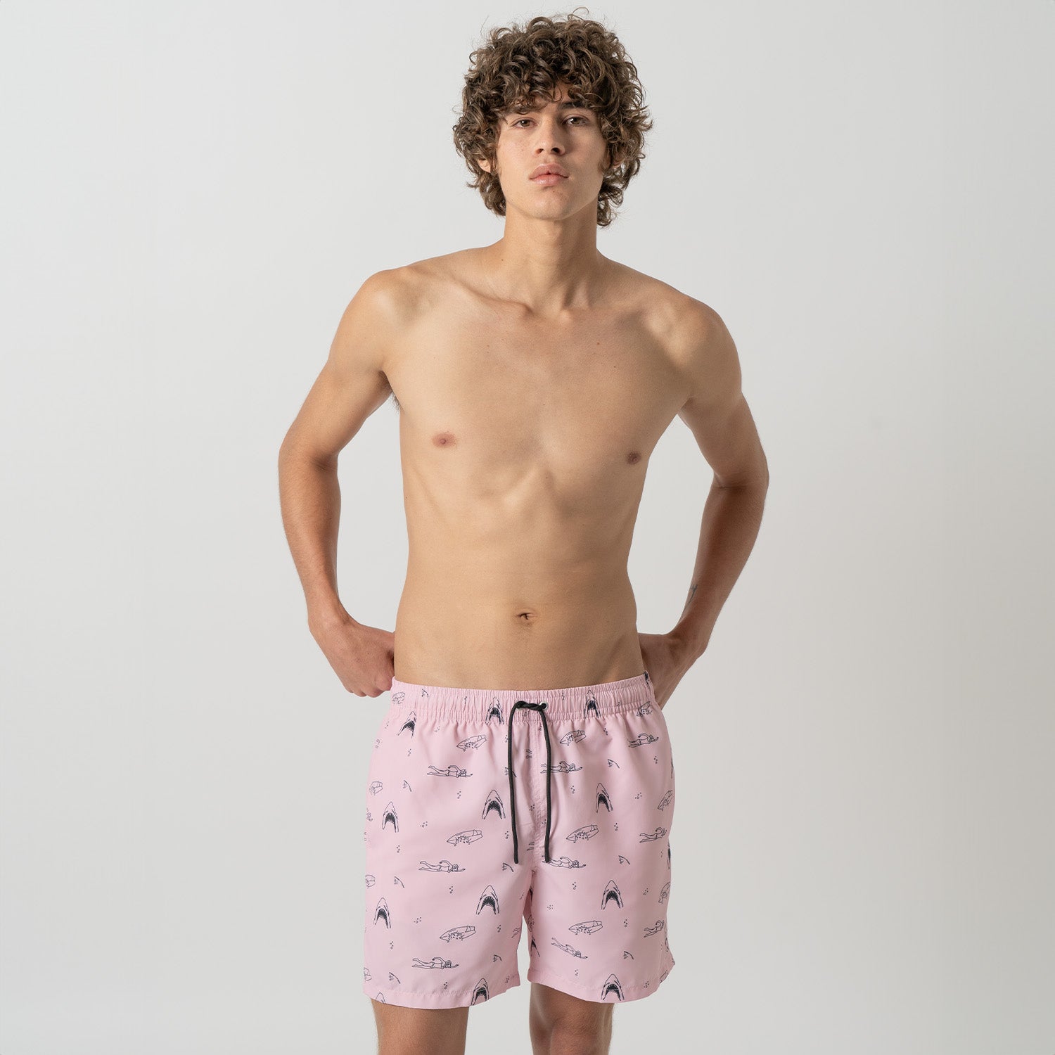 Shark and Swimmer Swim Shorts - Pink (2)