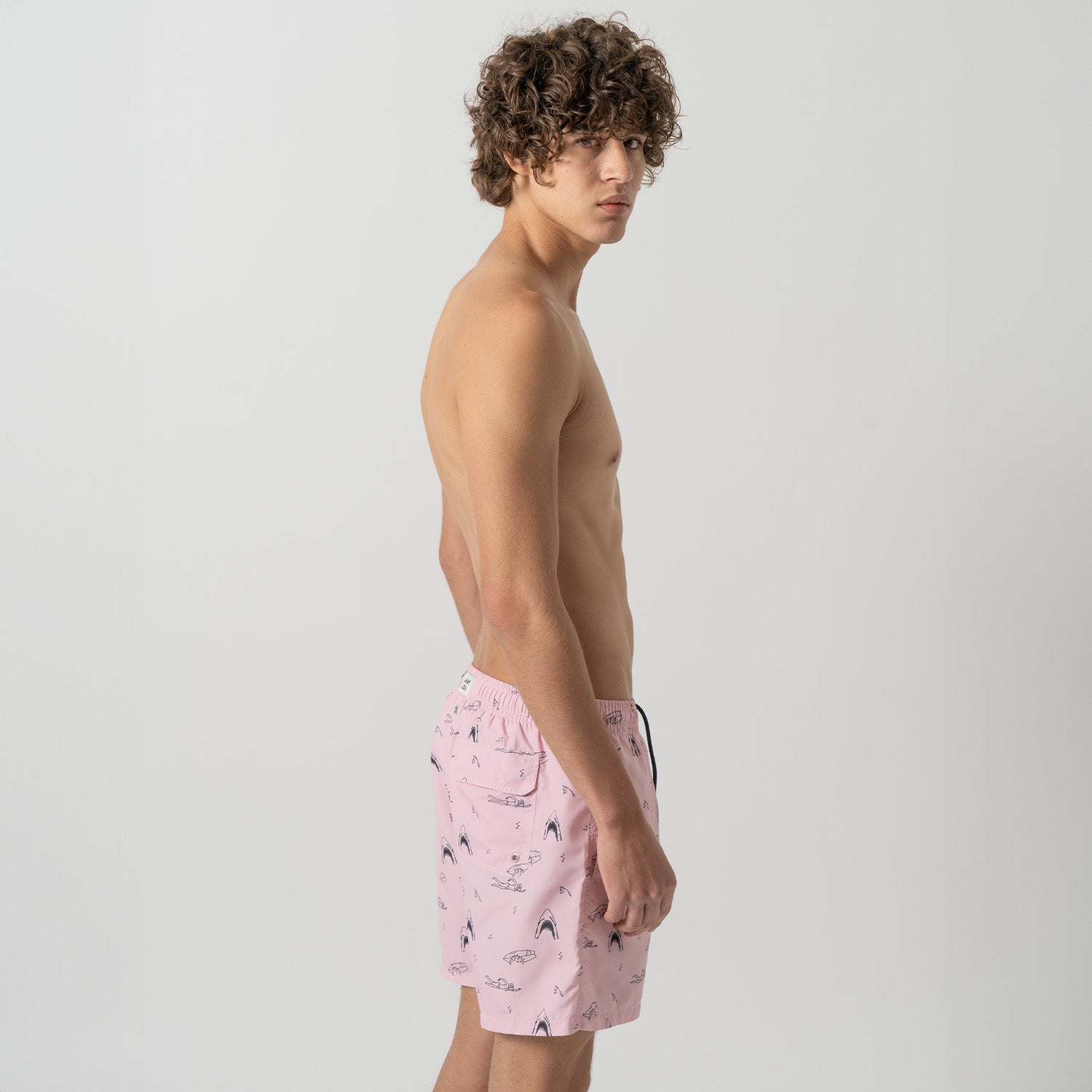 Shark and Swimmer Swim Shorts - Pink (3)